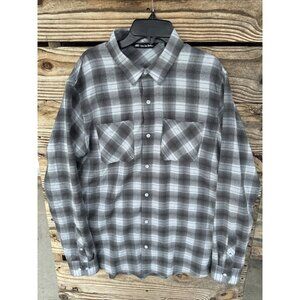 Travis Matthew Shirt Mens MD Gray Plaid LS‎ Button Front & Cuffs Soft Poly/Rayon